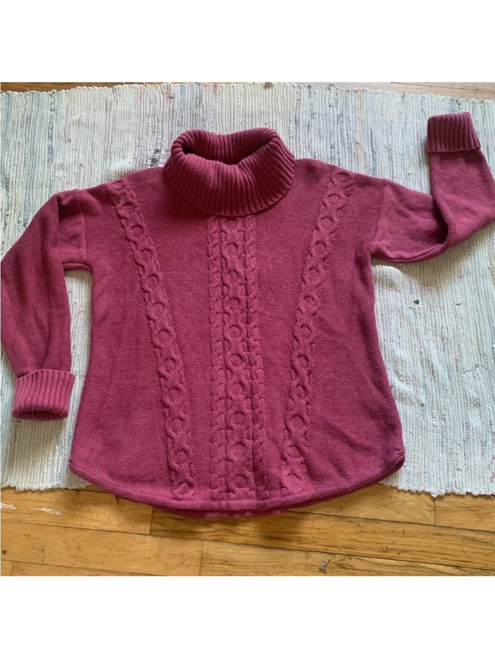 LL Bean Double L Mixed-Cable Turtleneck Sweater Size M